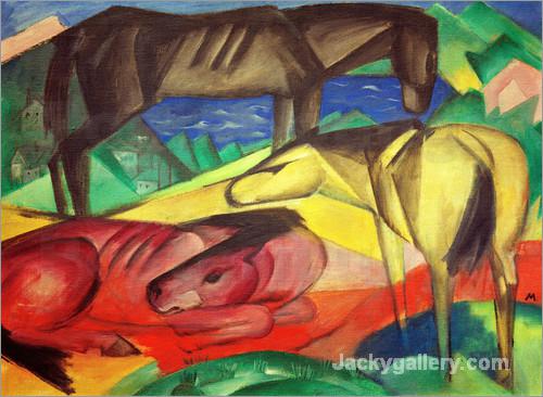 Three Horses II by Franz Marc paintings reproduction